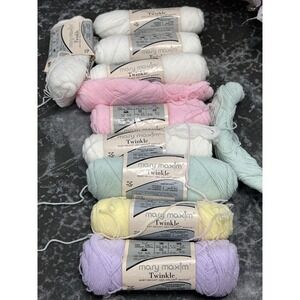 Mary Maxim Twinkle Yarn Lot Of 10 Skeins Pastel Pink Baby Blankets Retro